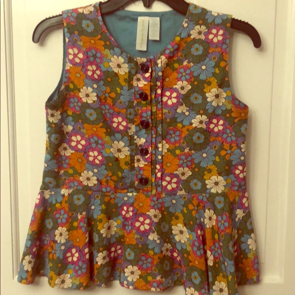 Paint by Number Girls size 14 floral peplum top.